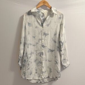 C&C California Linen Shirt in Blue and White